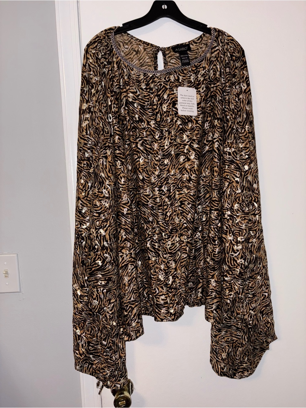 Ashro Brown, Black and Cream Animal Print Tunic Top